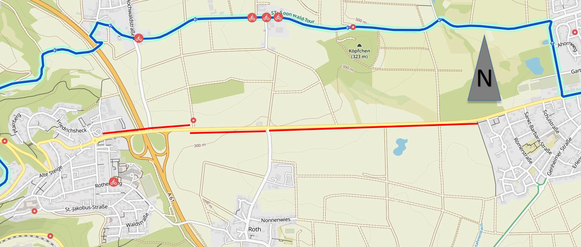 Option eines Radweges südlich der L 214